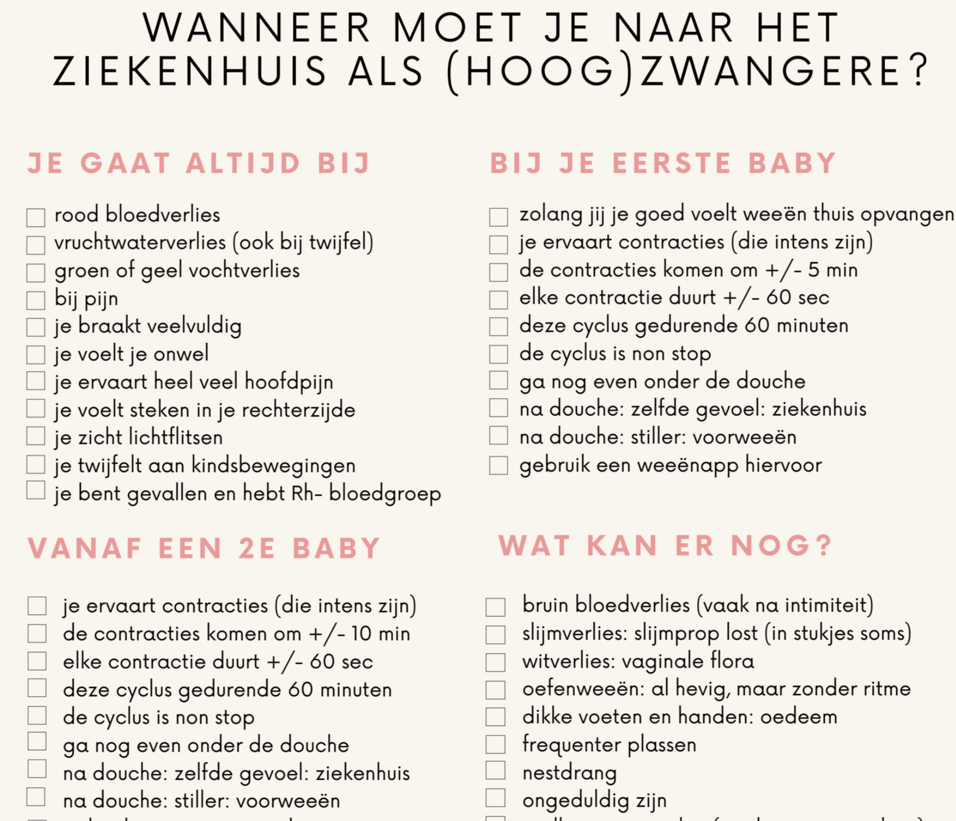 Wanneer vertrekken naar het ziekenhuis?